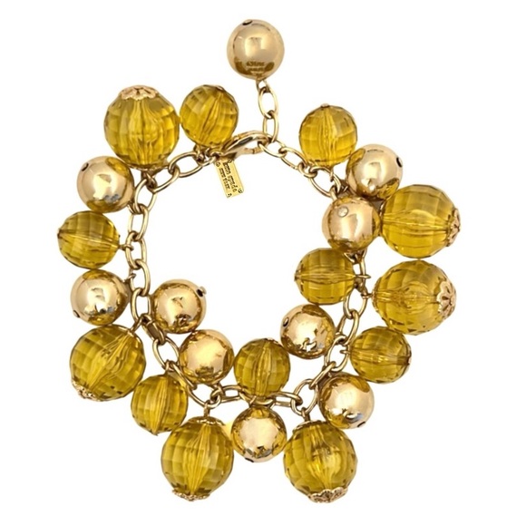 KATE SPADE 2009 Holiday Collection Citrine Yellow Gold Vintage Bead Bracelet - Picture 2 of 6